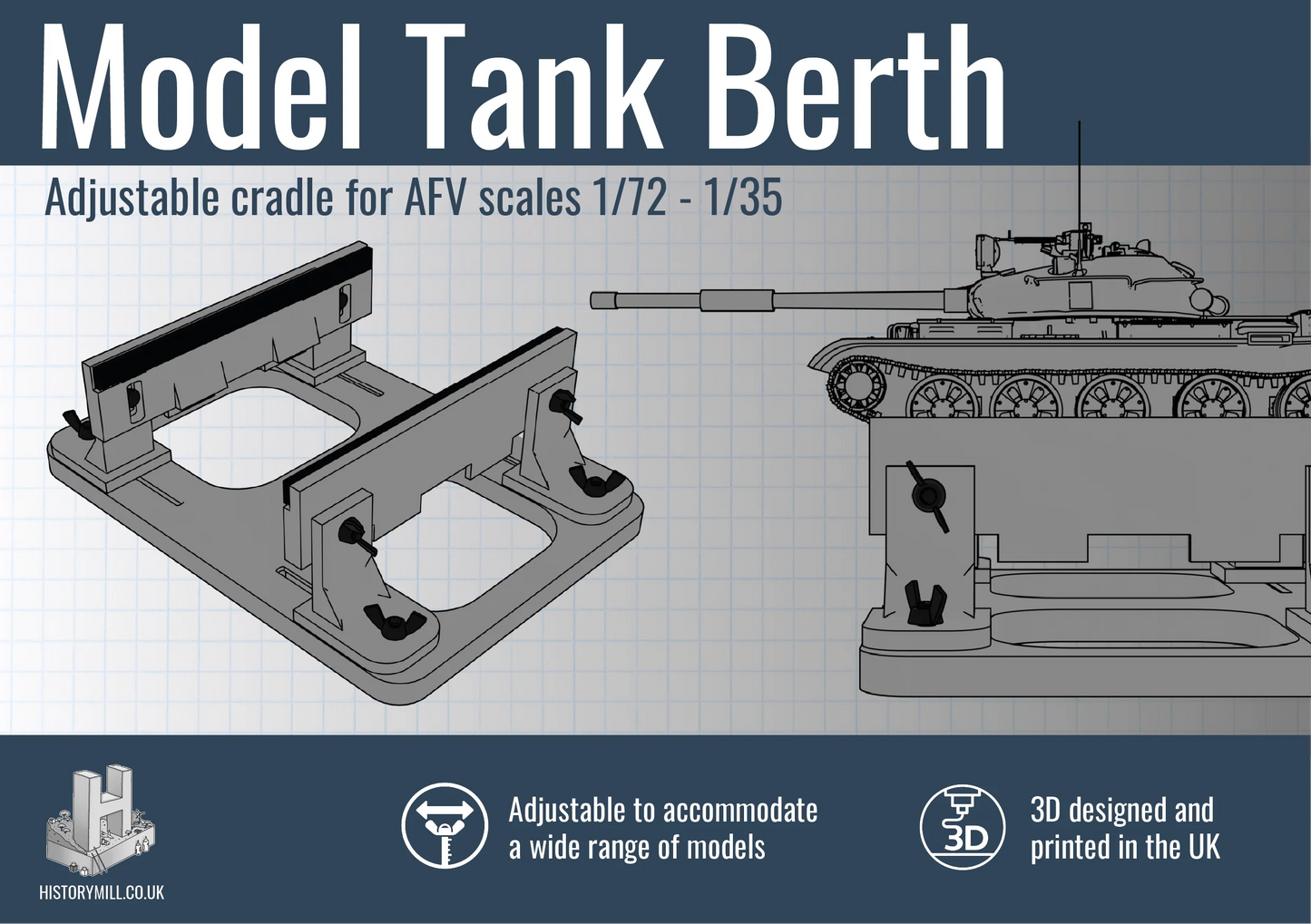 Model AFV Berth / Building Cradle for scales 1/72 to 1/35 - Product Image