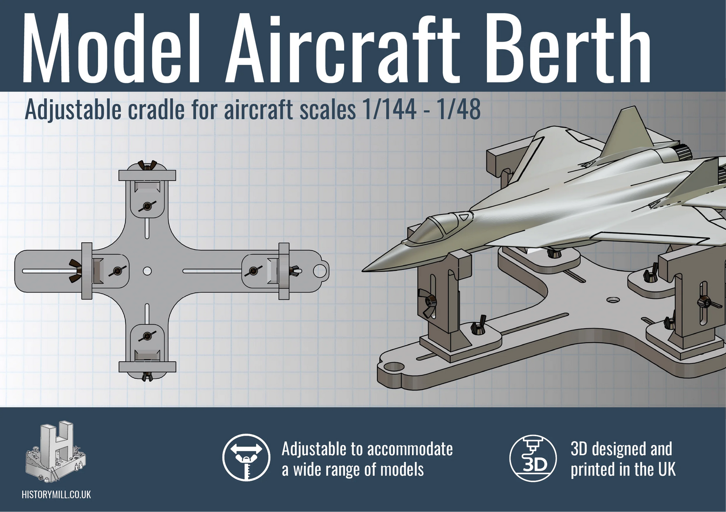 Model Aircraft Berth / Building Cradle for scales 1/144 to 1/48 - Product Image