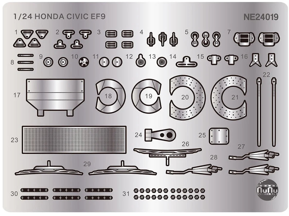 NUNU 1/24 Cars - Etching Details Parts Honda Civic Ef9 - NU24019E - Product Image