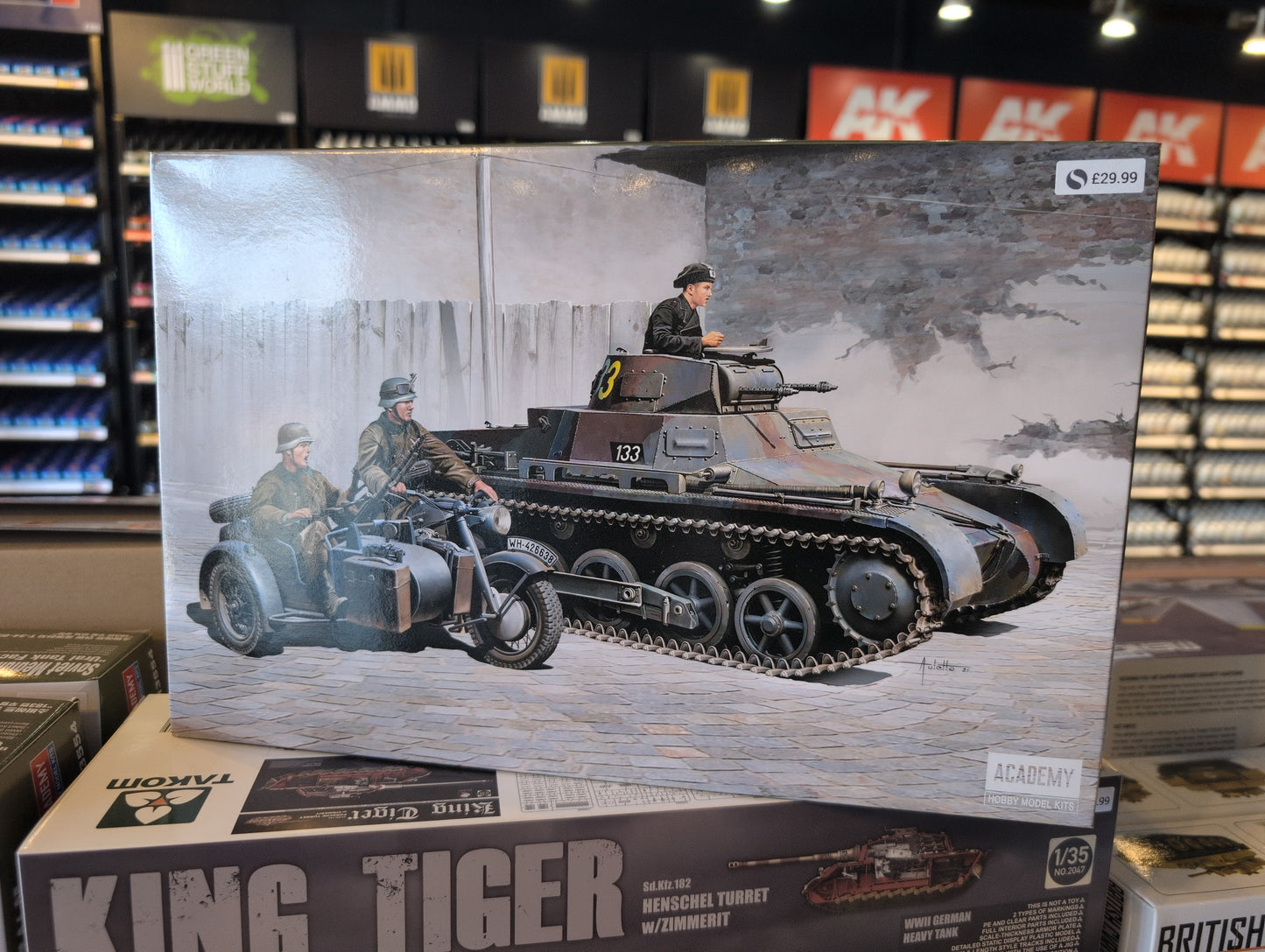 1/35 Academy - German Army WWII Panzer I Ausf B Light Tank & Motorcycle
