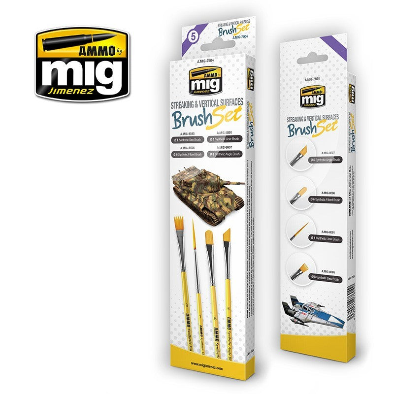 Ammo by MIG - Streaking & Vertical Surfaces Brush Set