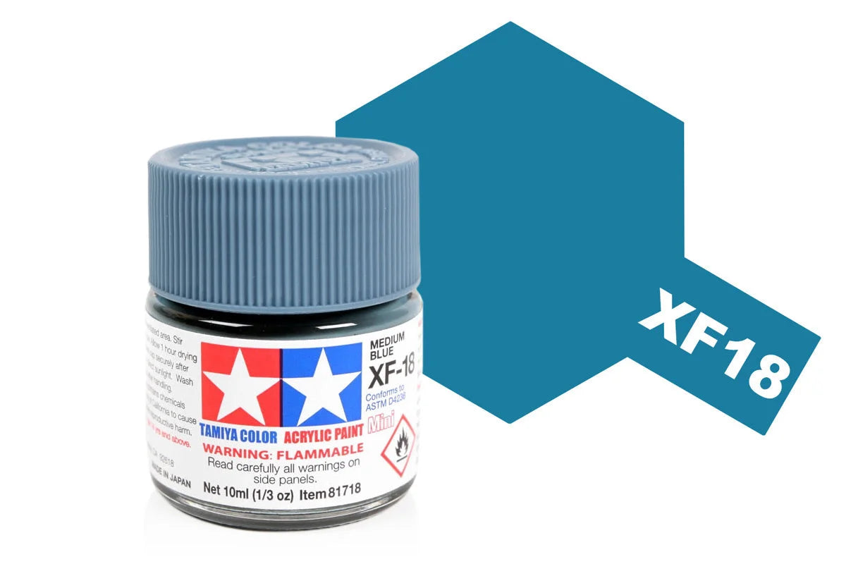 Tamiya Mini Acrylic - Acrylic Mini XF-18 Medium Blue - 81718 - Product Image