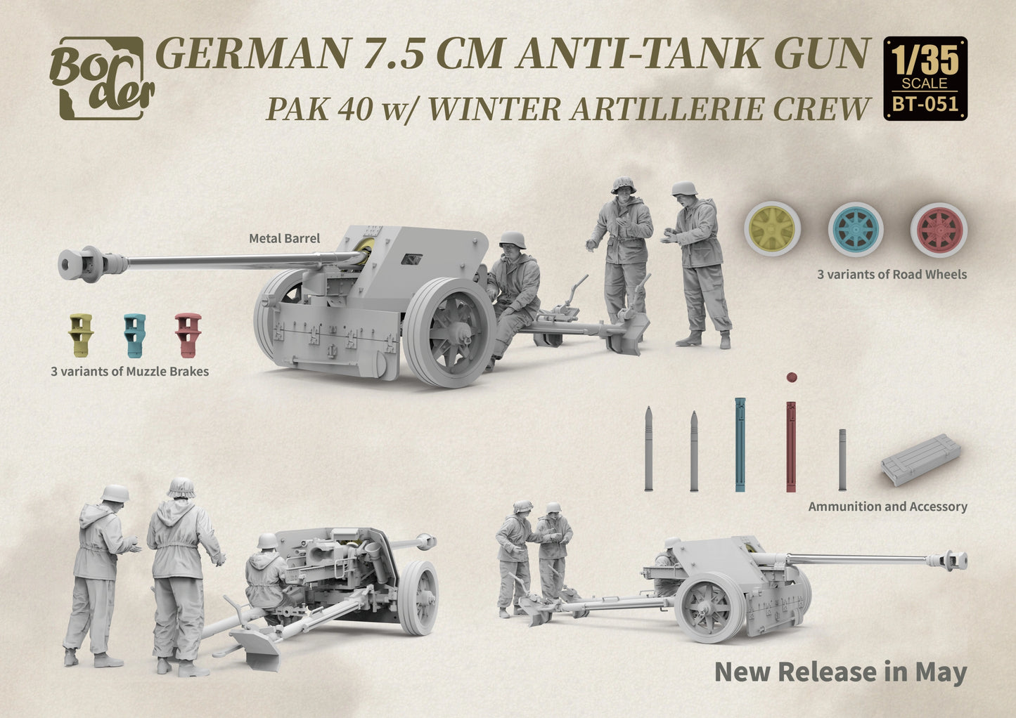 1/35 Border Model - PaK 40 with Winter Artillery Crew (PRE-ORDER)