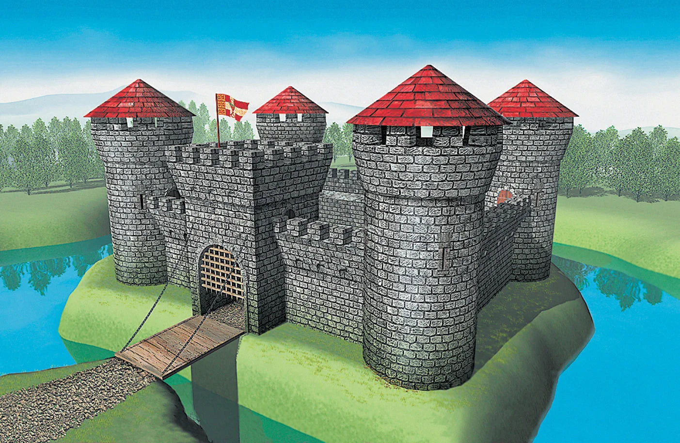 Zvezda 1/72 scale medieval stone fortress model kit Z8510