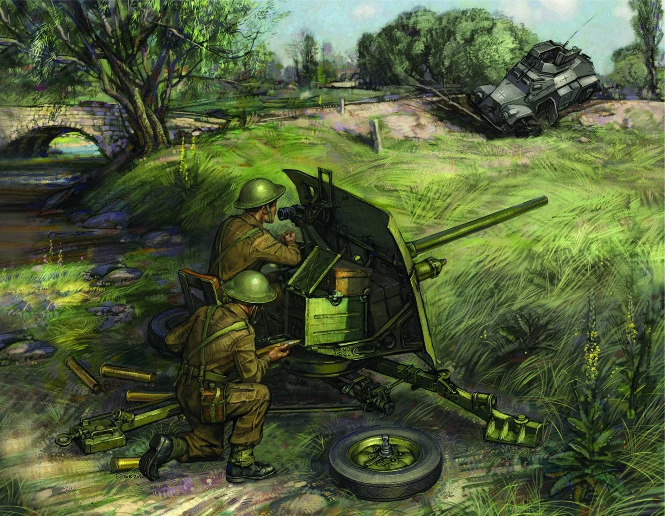 Zvezda 1/72 scale British QF 2-pdr anti-tank gun model kit Z6169, Art of Tactic range