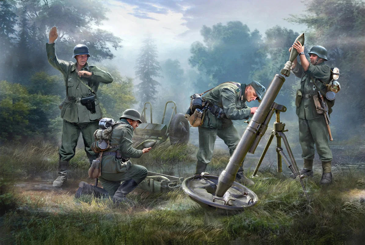 Zvezda 1/72 scale German 120mm mortar with crew figure set Z6268, Art of Tactic range
