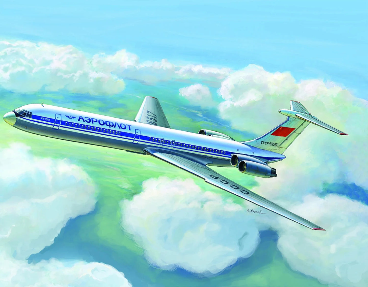 Zvezda 1/144 scale Ilyushin Il-62M airliner model kit Z7013