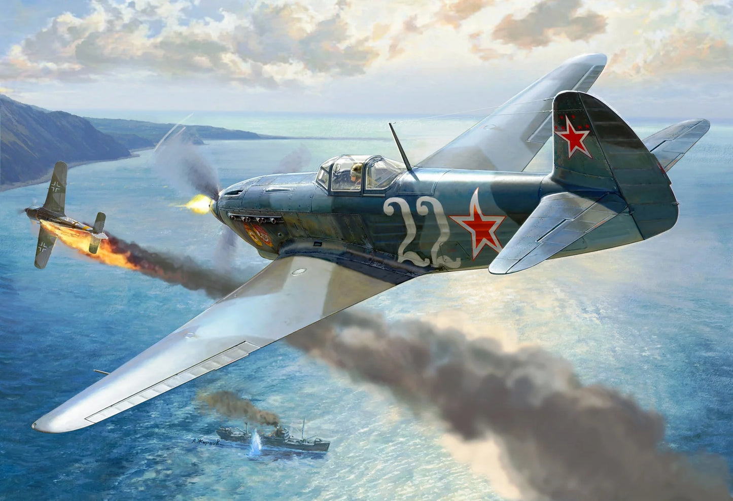 Zvezda 1/48 scale Yak-9 Soviet fighter model kit Z4815