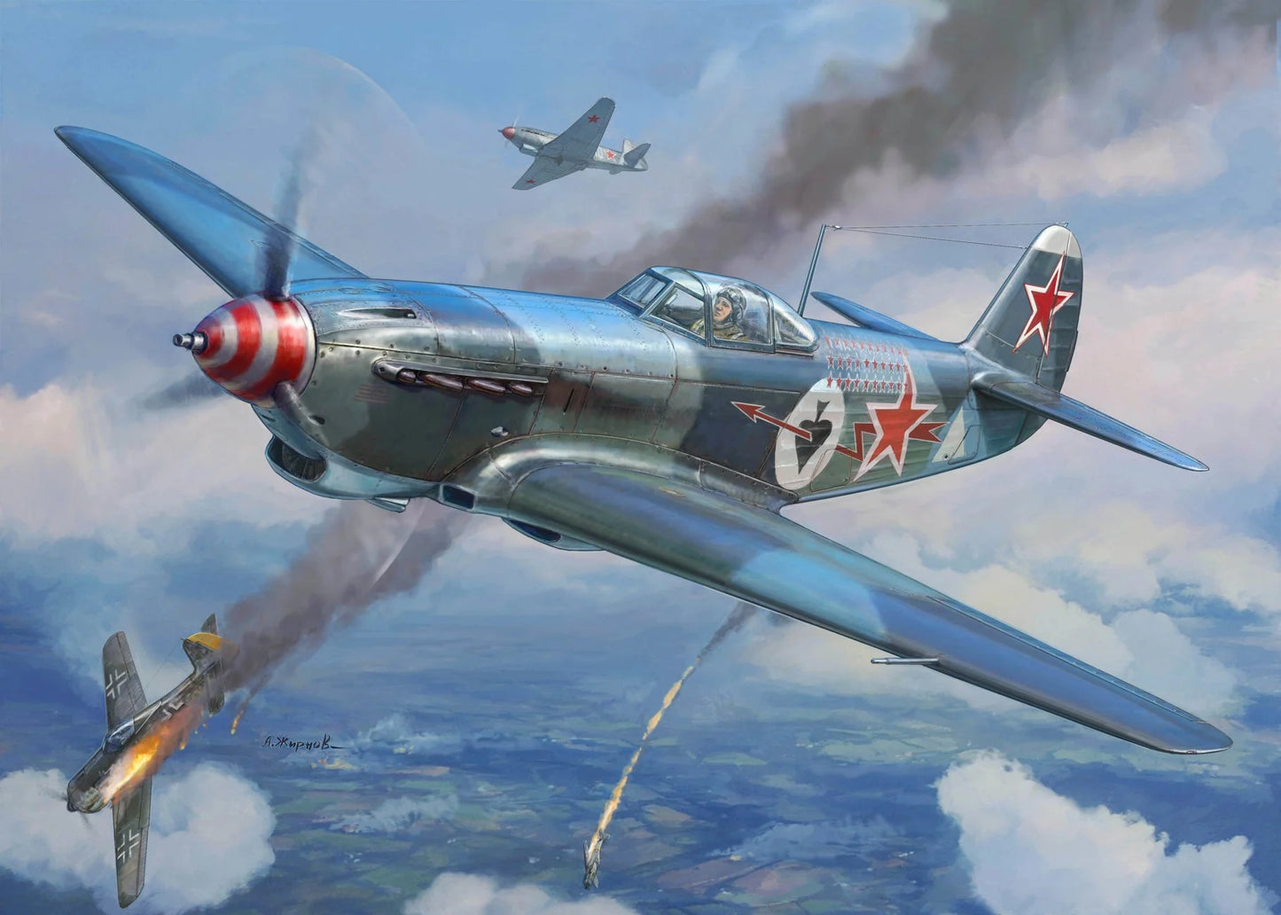 Zvezda 1/48 scale Yak-9T with cannon model kit Z4831