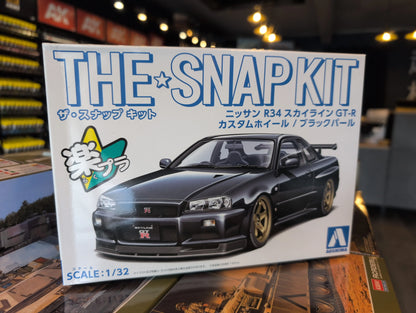 1/32 Aoshima - Snap Kit Nissan R34 Skyline GTR Custom Wheel Black Pearl - Product Image