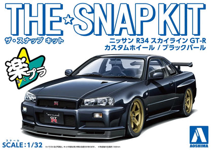 1/32 Aoshima - Snap Kit Nissan R34 Skyline GTR Custom Wheel Black Pearl - Product Image
