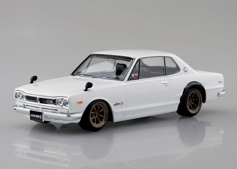1/32 Aoshima - Snap Kit Nissan Skyline 2000 GTR White with Custom Wheels - Product Image