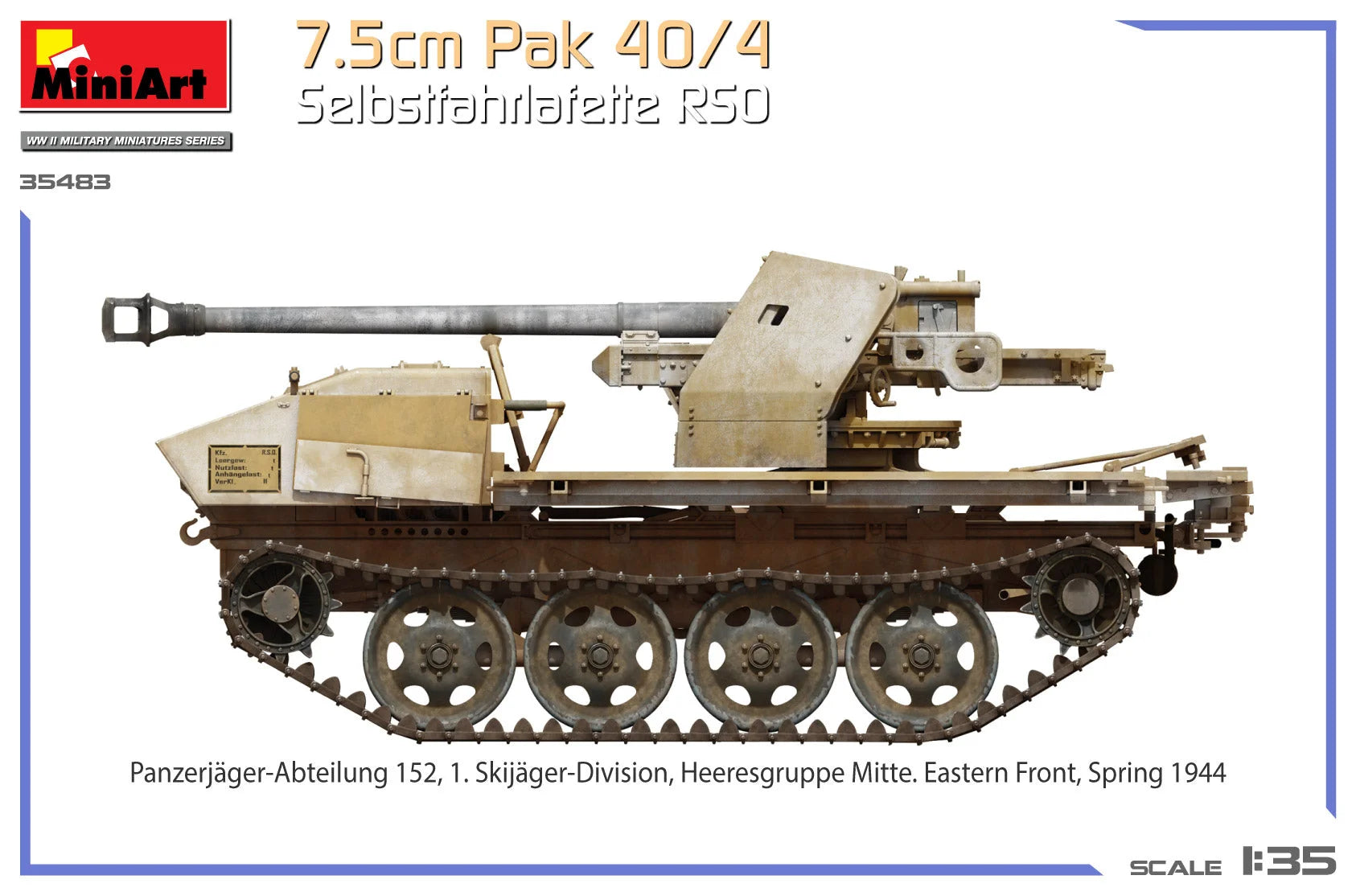 1/35 MiniArt - 7.5cm PaK 40/4 Selbstfahrlafette RSO 35483 - Product Image