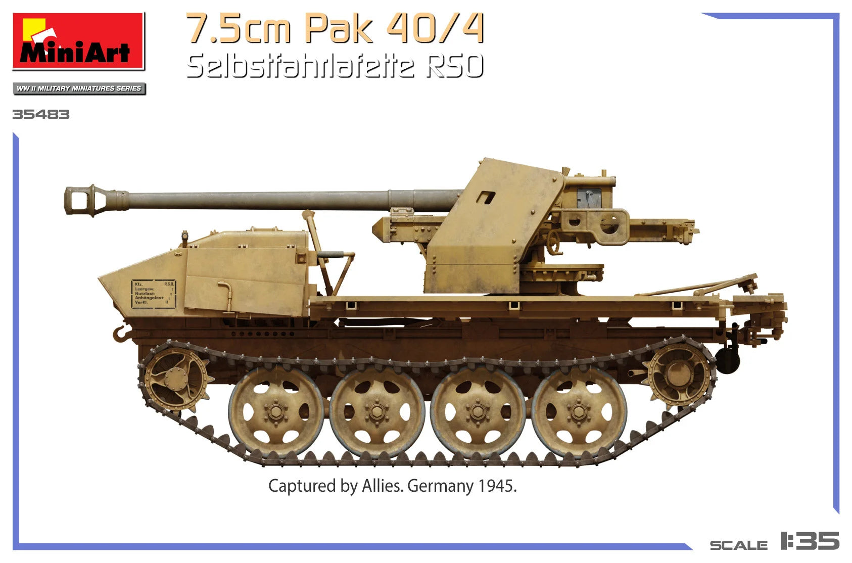1/35 MiniArt - 7.5cm PaK 40/4 Selbstfahrlafette RSO 35483 - Product Image