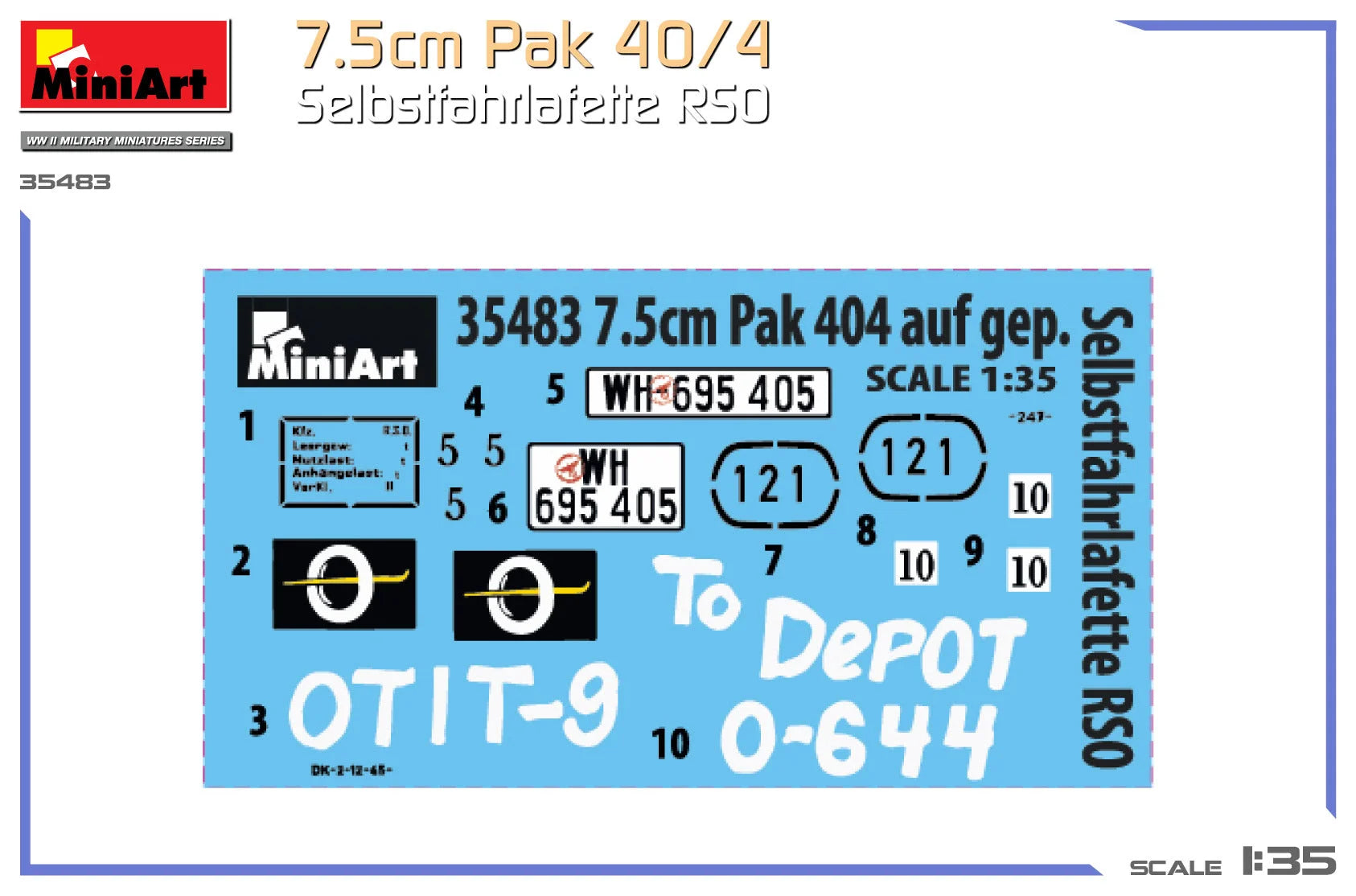 1/35 MiniArt - 7.5cm PaK 40/4 Selbstfahrlafette RSO 35483 - Product Image