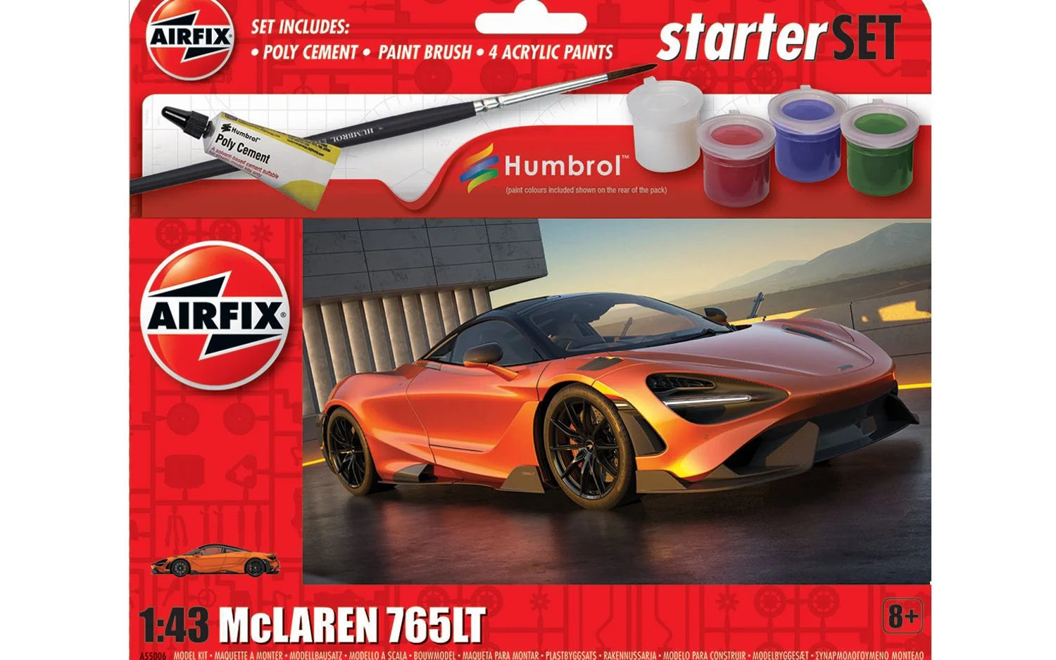 1/43 Airfix - McLaren 765LT Starter Set - Product Image