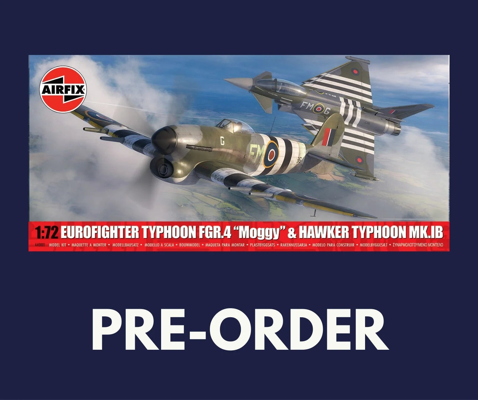 1/72 Airfix - Eurofighter Typhoon FGR.4 "Moggy" & Hawker Typhoon Mk.Ib - Two Aircraft Set (PRE-ORDER) - Product Image