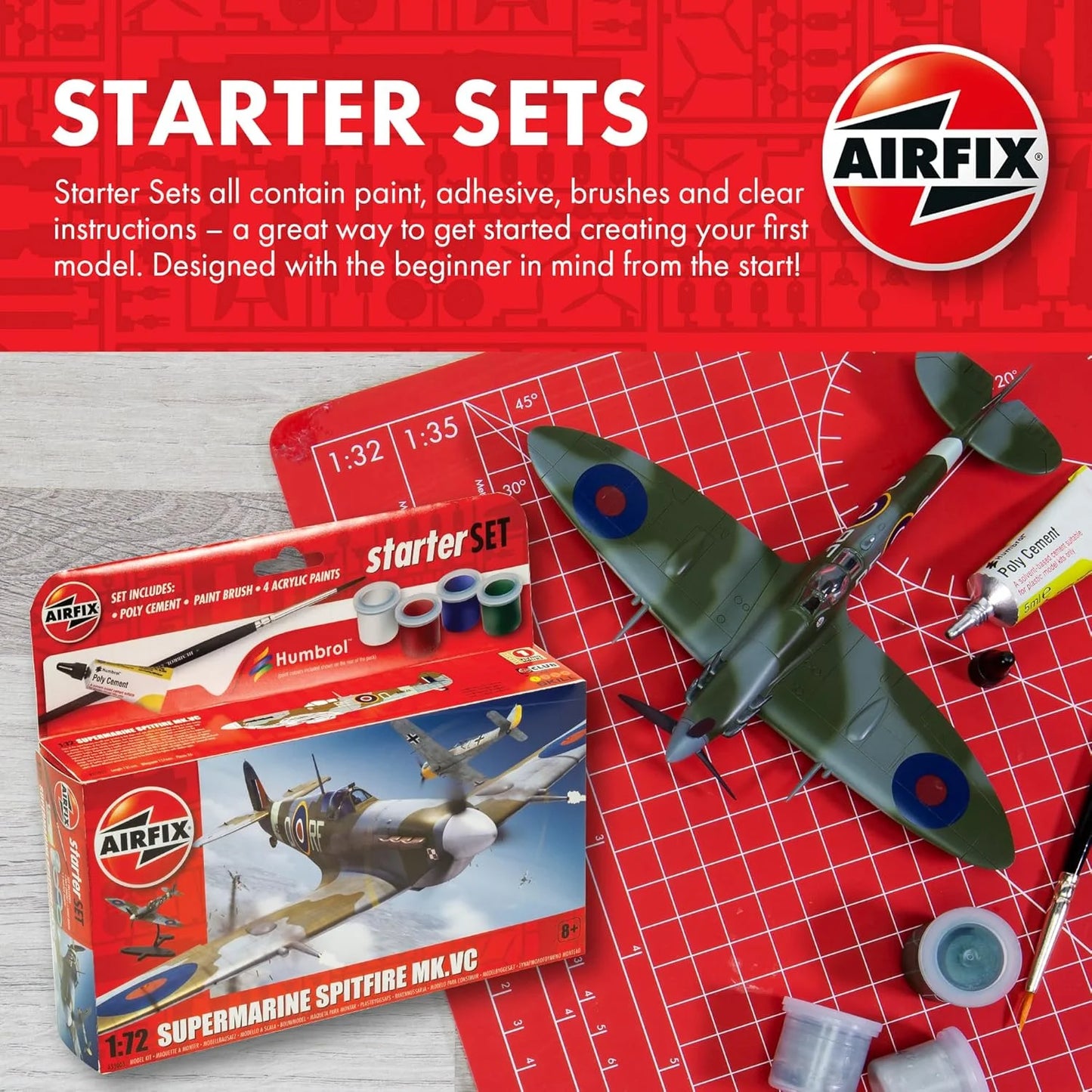 1/72 Airfix - Red Arrows Hawk Starter Set - Product Image