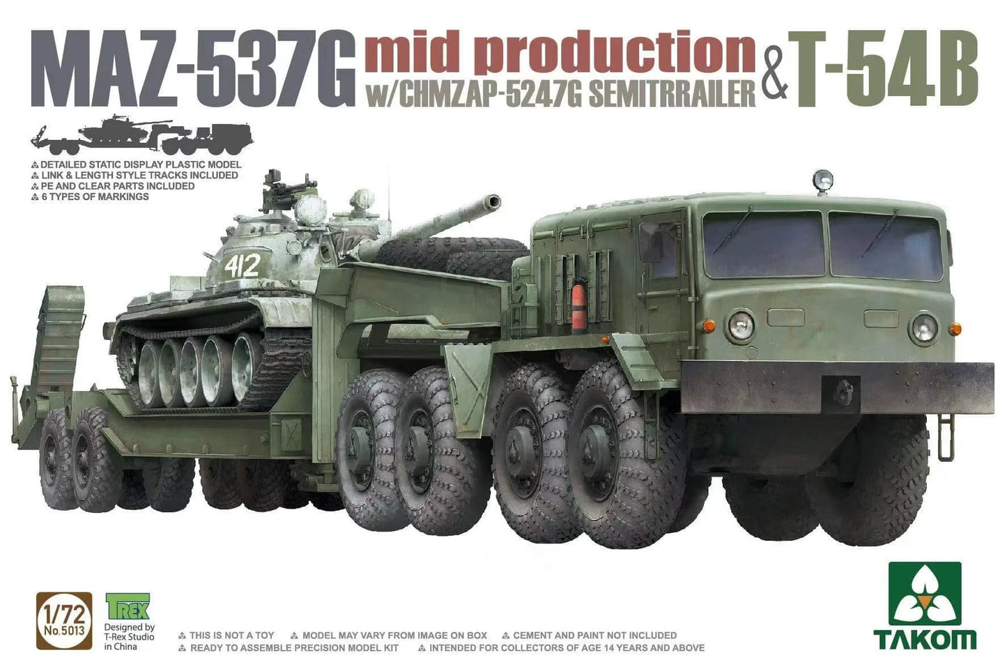 1/72 Takom - Maz-537G with CHMZAP-5427G Semi Trailer & T-54B - Product Image