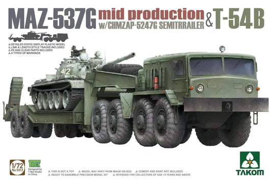 1/72 Takom - Maz-537G with CHMZAP-5427G Semi Trailer & T-54B - Product Image