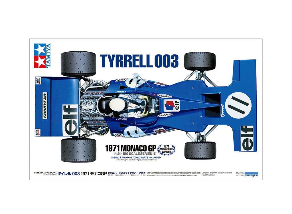 Tamiya 1/12 Cars - Tyrrell 003 1971 Monaco GP - 12054