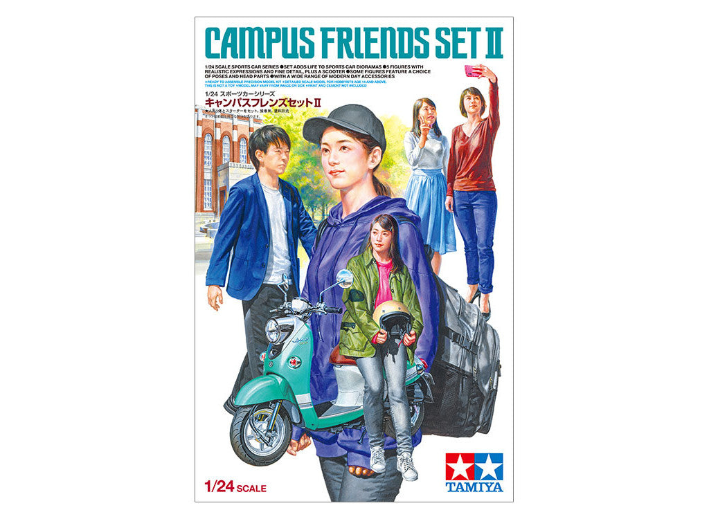 Tamiya 1/24 Cars - 1/24 Campus Friends II (Scooter & 5 Figures) - 24356