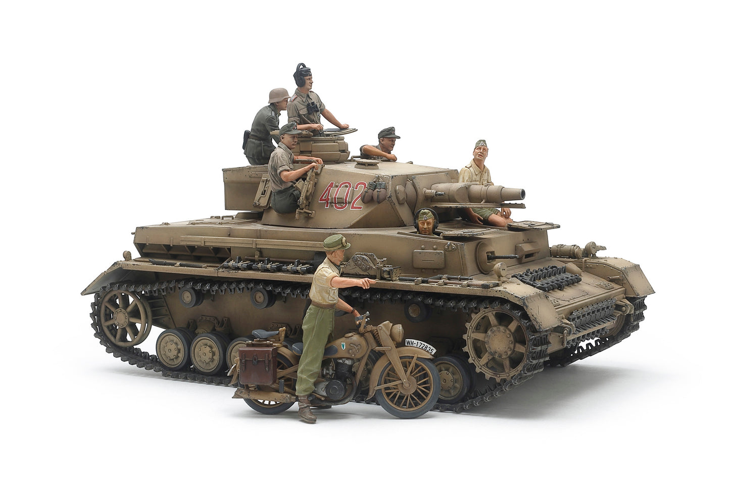 Tamiya 1/35 Military - 1/35 Panzerkampfwagen IV Ausf.F & Motorcycle Set "North Africa" - 25208