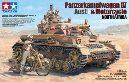 Tamiya 1/35 Military - 1/35 Panzerkampfwagen IV Ausf.F & Motorcycle Set "North Africa" - 25208
