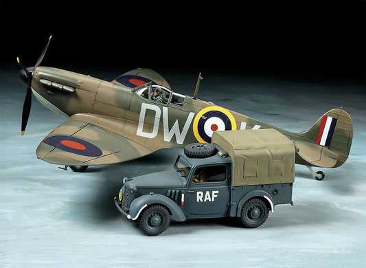 Tamiya 1/48 Aircraft - 1/48 Supermarine Spitfire Mk.I & Light Utility Car 10HP Set - 25211