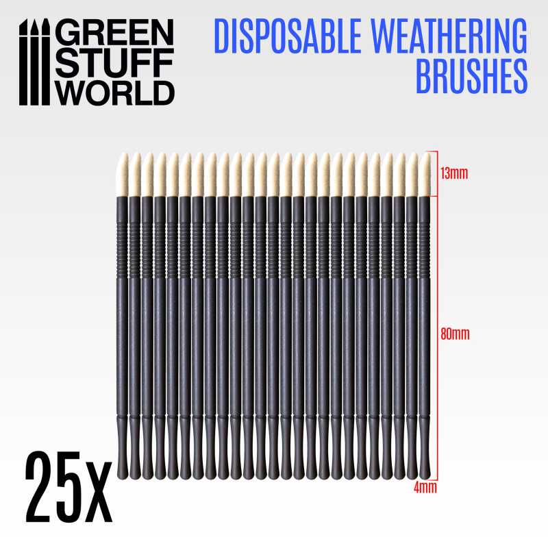 Green Stuff World - Disposable Weathering Brushes x25