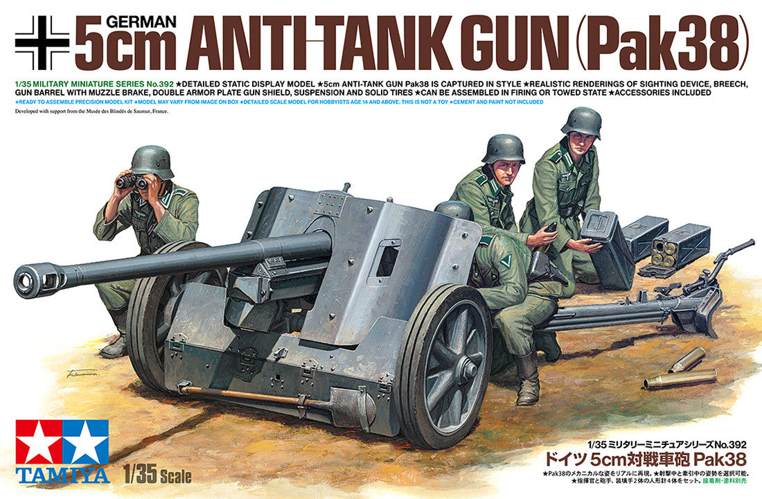 Tamiya 1/35 Military - 1/35 German Anti-Tank Gun 5cm Pak 38 - 35392
