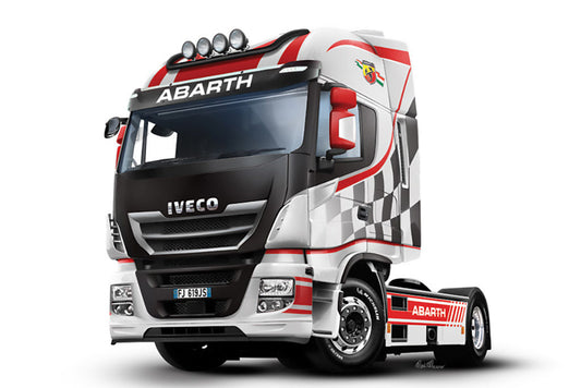 Iveco truck with Abarth branding on a white background