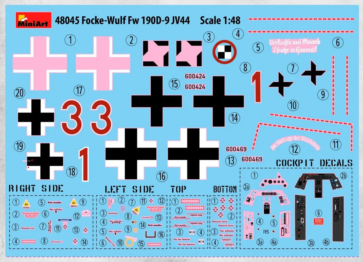 MiniArt Fw 190D JV 44 Sachsenberg Schwarm 48045 decal sheet