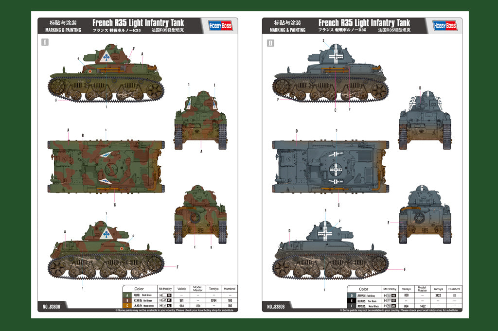 Hobby Boss 1/35 French Renault R35 Light Infantry Tank model kit 83806, image 4