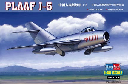 Hobby Boss 1/48 Chinese PLAAF J-5 Fighter model kit 80335, box art