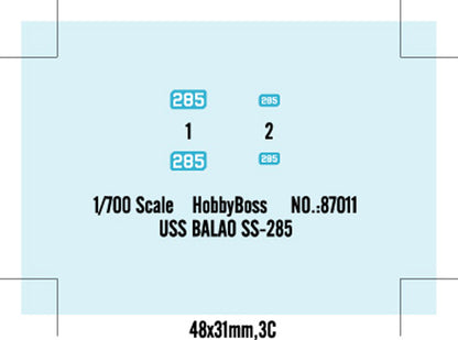 Hobby Boss 1/700 USS Balao SS-285 Submarine model kit 87011, image 3