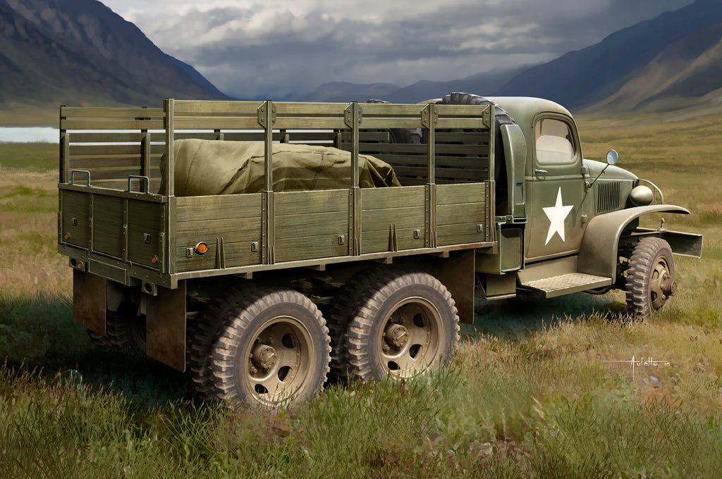 Hobby Boss 1/35 US GMC CCKW 352 Wood Cargo Truck model kit 83832, box art
