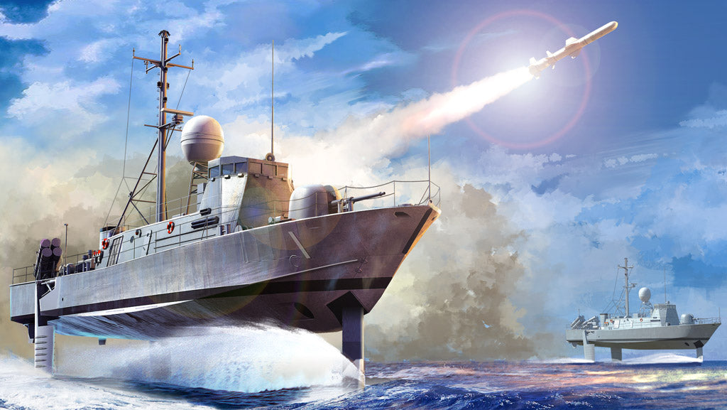 Hobby Boss 1/200 USS Pegasus PHM-1 Hydrofoil model kit 82005, box art