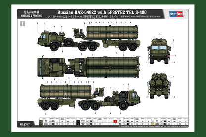 Hobby Boss 1/35 Russian BAZ-64022 with 5P85TE2 S-400 Launcher model kit 85517, image 4