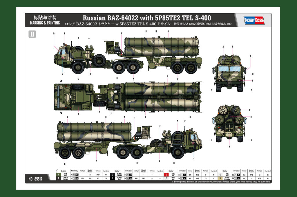 Hobby Boss 1/35 Russian BAZ-64022 with 5P85TE2 S-400 Launcher model kit 85517, image 5