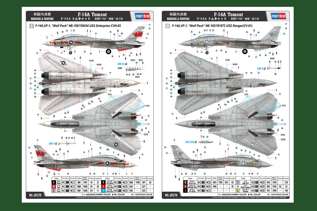 Hobby Boss 1/72 F-14A Tomcat VF-1 Wolfpack model kit 80279, image 4