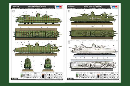 Hobby Boss 1/35 Soviet MBV-2 Armoured Railcar with F-34 Guns model kit 85515, image 4