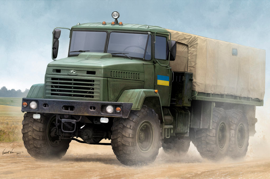 Hobby Boss 1/35 Ukrainian KrAZ-6322 Soldier Cargo Truck model kit 85512, box art