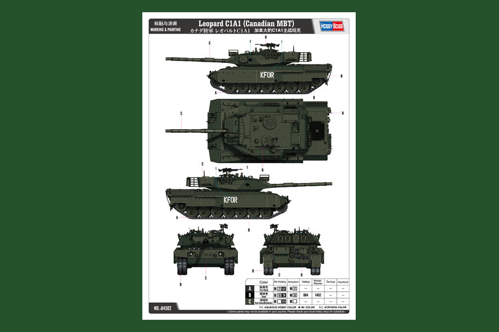 Hobby Boss 1/35 Leopard C1A1 Canadian Main Battle Tank model kit 84502, image 4