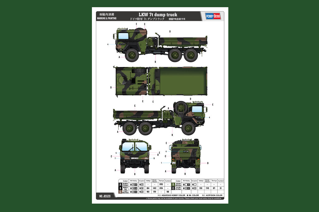 Hobby Boss 1/35 Bundeswehr LKW 7t Dump Truck model kit 85520, image 4