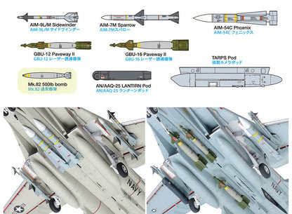 Tamiya 1/48 Aircraft - 1/48 Grumman F-14A Tomcat (Late Model) Carrier Launch Set - 61122