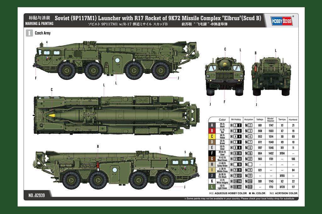Hobby Boss 1/72 Soviet 9P117M1 Launcher with R-17 Scud B model kit 82939, image 4