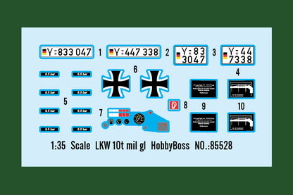 Hobby Boss 1/35 Bundeswehr LKW 10t mil gl Truck model kit 85528, image 3