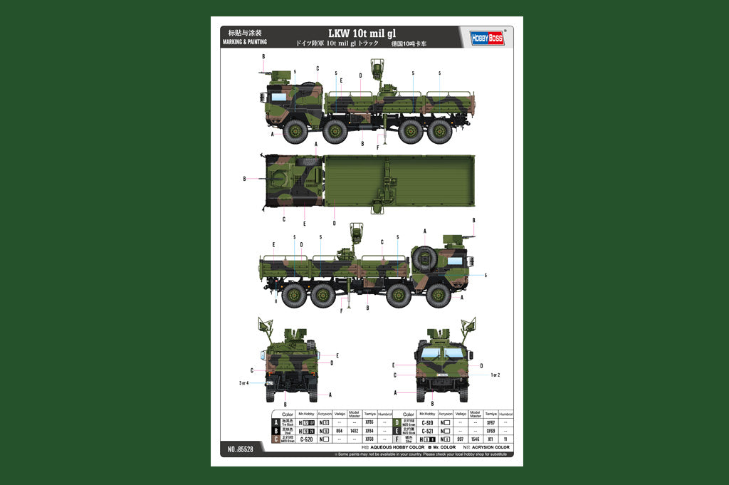 Hobby Boss 1/35 Bundeswehr LKW 10t mil gl Truck model kit 85528, image 4