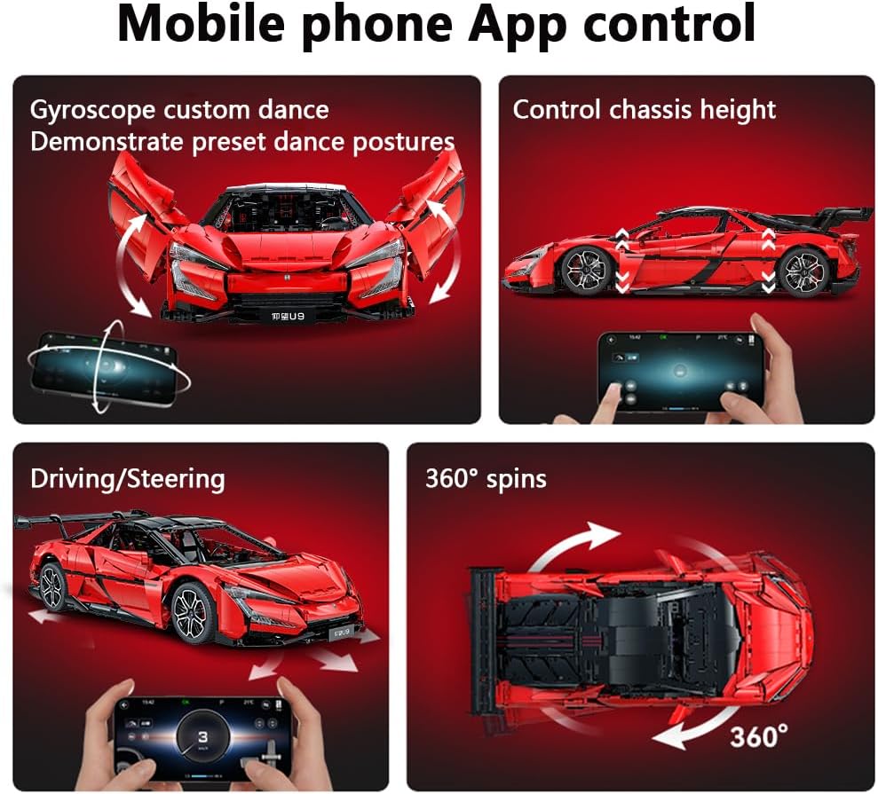 CaDA 1:8 Cars - 1:8 BYD Yangwang U9 Electric Super Coupé - 3671 pcs - C64011W